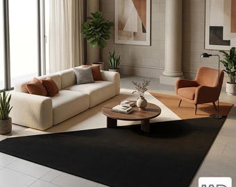 Abstract Modern Rug – Beige Black Rust Geometric Style for Luxe Home Interiors.