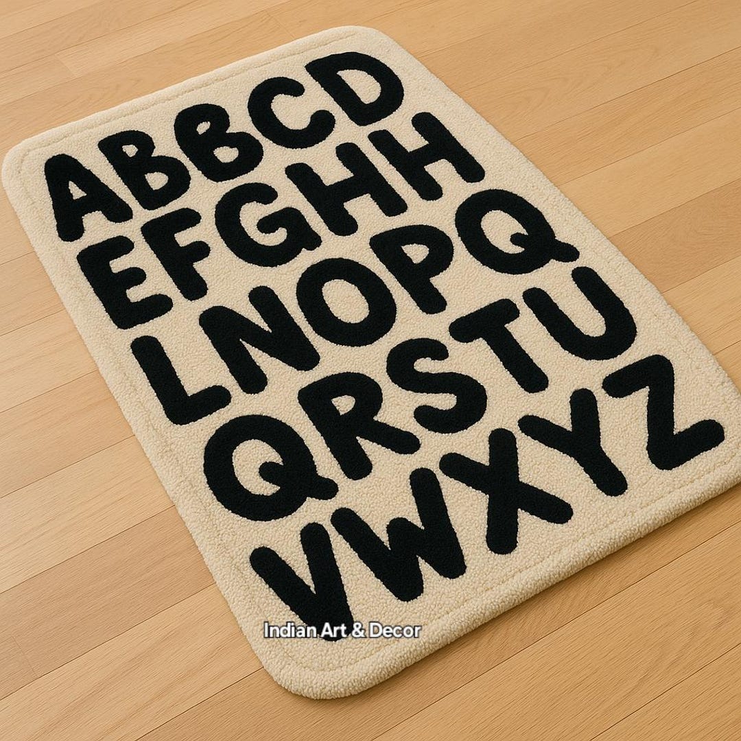 Alphabet Rug for Kids | 5x8 Ft Hand-tufted Wool Rug | Educational ...