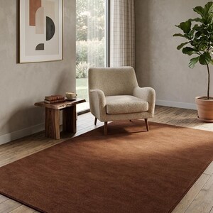 Hand Tufted Chocolate Brown Rug, Solid Minimalist Area Rug, Modern Neutral Carpet image 3