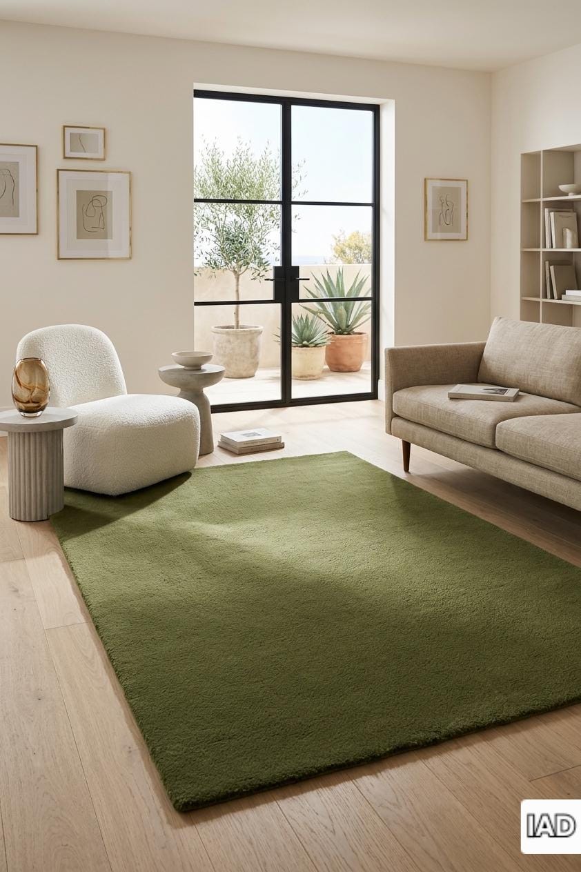 Plain Olive Moss Green Hand Tufted Wool Rug | Solid Style Modern ...