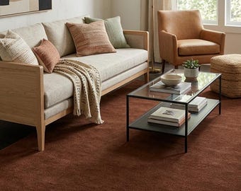 Hand Tufted Chocolate Brown Rug, Solid Minimalist Area Rug, Modern Neutral Carpet
