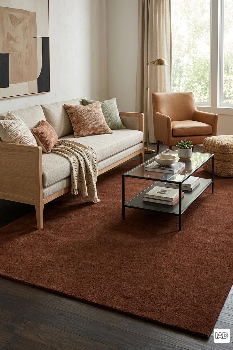 Hand Tufted Chocolate Brown Rug, Solid Minimalist Area Rug, Modern Neutral Carpet image 4