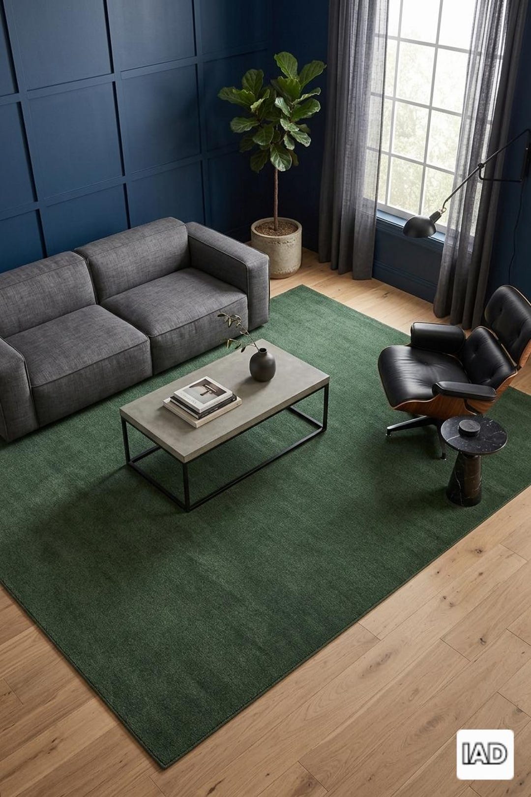 Forest Green Hand Tufted Area Rug - Solid Deep Emerald Plush Wool Rug ...