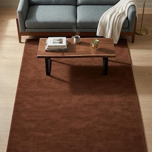 Hand Tufted Chocolate Brown Rug, Solid Minimalist Area Rug, Modern Neutral Carpet image 2