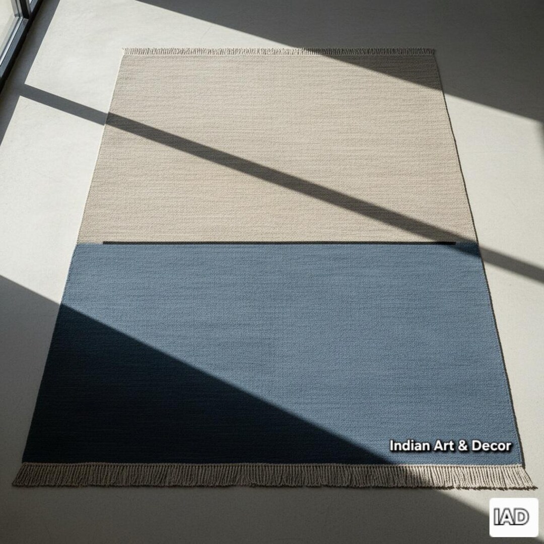 Colorblock Outdoor Rugs Wool Flatweave Color Block Rug | Handwoven Blue & Beige Area Rug ...