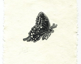 Spicebush Swallowtail Butterfly — Hand-Made Relief Print on Deckled-Edge 100% Cotton Paper