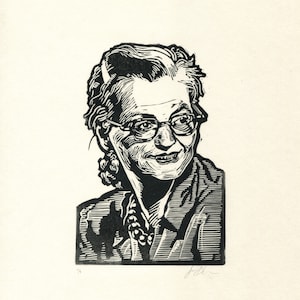 Shirley Jackson — Author Portrait — Relief Print