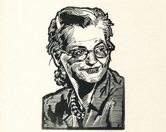 Shirley Jackson — Author Portrait — Relief Print