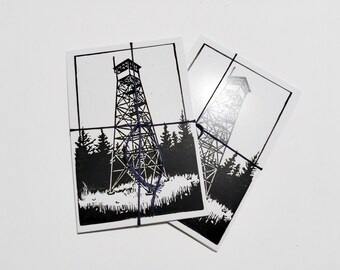 Firetower Postcards - Pack of four postcards - Catskills and Adirondacks Outdoors Art