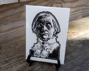Susan B. Anthony - Suffragist - Hand-Printed Portrait - Original Art Print