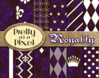 Royalty - Digital Paper Pack - Scrapbooking Backgrounds - 12 x 12 - Set of 12 - INSTANT DOWNLOAD