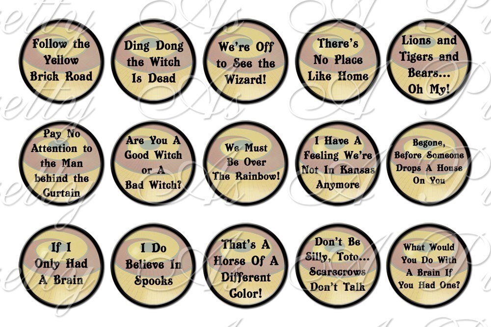 Wizard of Oz Quotes Sampler Size One Inch Circles INSTANT Etsy
