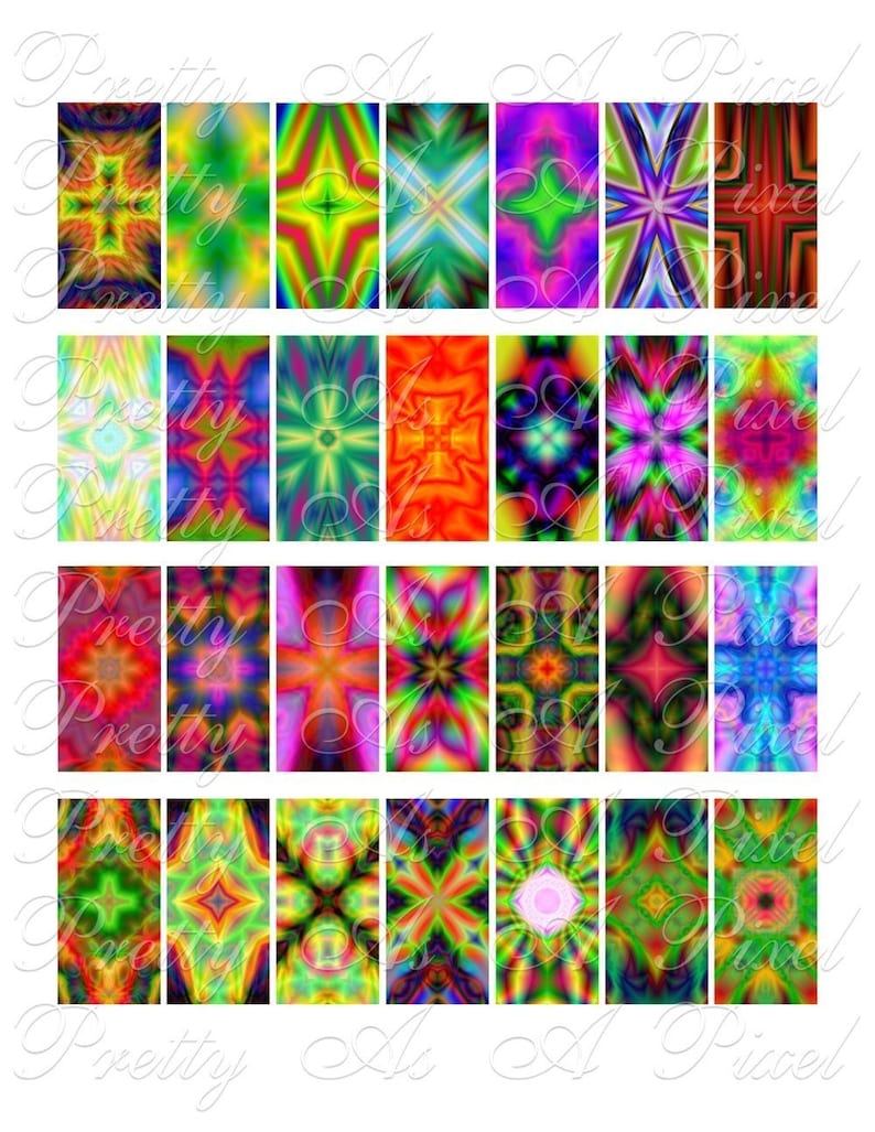 Psychedelic Tie Dye - 1 X 2 Inch Domino Size - Digital Collage Sheet ...
