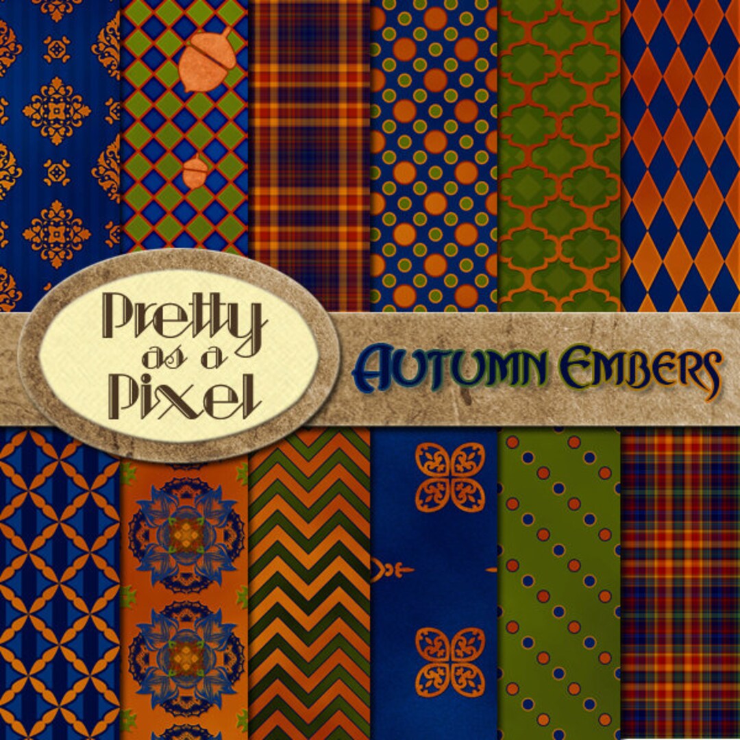 Autumn Embers - Digital Paper Pack - Scrapbooking Backgrounds - 12 X 12 ...