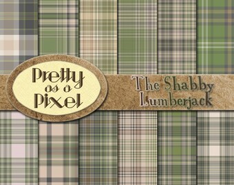 みすぼらしい木こり - デジタル ペーパー パック - スクラップブッキング用背景 - 即時ダウンロード - 個人または商用 - 12 x 12 - 12 枚セット