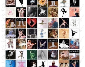 Ballet images - 3 sizes - Inchies, 7-8 inch, AND scrabble tile size .75 x .83 inch - Digital Collage Sheet - INSTANT DOWNLOAD