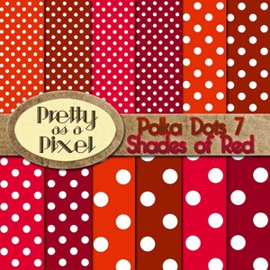 Polka Dots 7 - Shades of Red - Digital Paper Pack - INSTANT DOWNLOAD - Scrapbooking Backgrounds - 12 x 12 - Set of 12