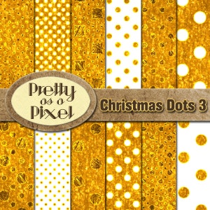 Christmas Dots 3 - Golden Dots - Pacote de papel digital - Fundos de scrapbooking - 12 x 12 - Conjunto de 12 - DOWNLOAD INSTANTÂNEO