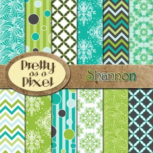 Digital Paper Pack - Shannon - Scrapbooking Backgrounds - Set of 12 - INSTANT DOWNLOAD