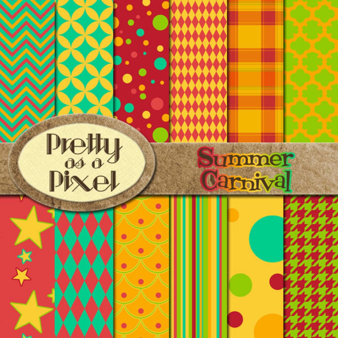 Summer Carnival - Digital Paper Pack - INSTANT DOWNLOAD - Scrapbooking ...