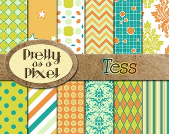 Tess デジタル ペーパー パック - 個人および小規模商用 - スクラップブッキング用背景 - 12 x 12 - 12 枚セット - 即時ダウンロード