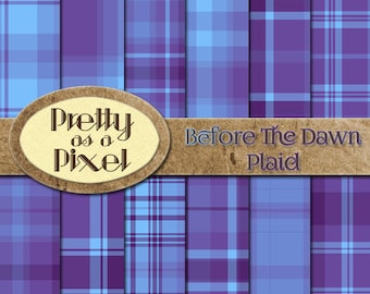 Digital Paper Pack - Before The Dawn Plaid - Scrapbooking Backgrounds - Set of 12 - INSTANT DOWNLOAD