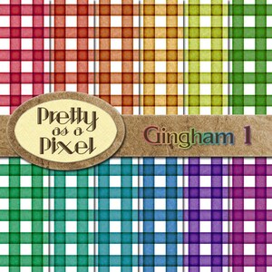 Digital Paper Pack - Gingham - Scrapbooking Backgrounds - Set of 12 - INSTANT DOWNLOAD