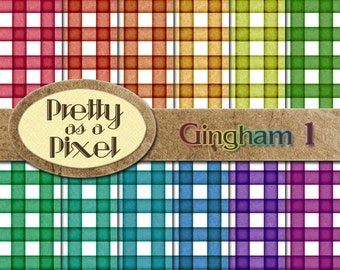 Digital Paper Pack - Gingham - Scrapbooking Backgrounds - Set of 12 - INSTANT DOWNLOAD