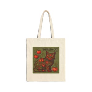 Whimsical Tomato Cat Tote Bag, Cat Lover Gift, Cute Grocery Bag, Eco-Friendly Shopping, Artisan Market Tote, Unique Pet Accessory