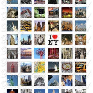 New York City - 3 dimensioni - Inches, 7-8 pollici e dimensione piastrella scrabble .75 x .83 pollici - Foglio collage digitale - DOWNLOAD IMMEDIATO