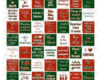 Christmas Holiday Words and Phrases - Inchies, 7-8 inch, AND scrabble tile size .75 x .83 inch - Digital Collage Sheet - INSTANT DOWNLOAD