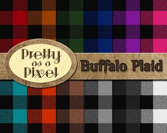 Digital Paper Pack - Buffalo Plaid - Scrapbooking Backgrounds - Set of 12 - INSTANT DOWNLOAD