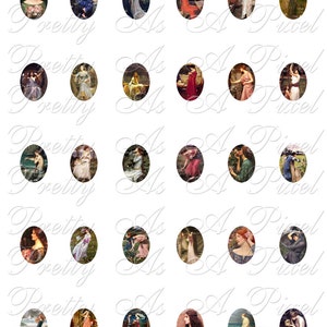 John William Waterhouse - 18 x 25 mm ovals - INSTANT DOWNLOAD - Digital Collage Sheet