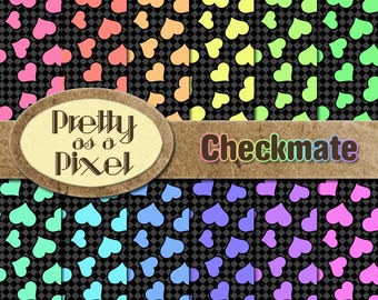 Checkmate - Digital Paper Pack - Scrapbooking Backgrounds - INSTANT DOWNLOAD - Personal or Commercial - 12 x 12 - Set of 12
