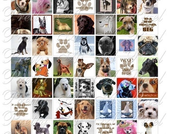 Dogs - 3 sizes - Inchies, 7-8 inch, AND scrabble tile size .75 x .83 inch - Digital Collage Sheet - INSTANT DOWNLOAD