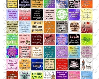 Witticisms and One-Liners - 3 sizes - Inchies, 7-8 inch, AND scrabble tile size .75 x .83 inch - Digital Collage Sheet - INSTANT DOWNLOAD