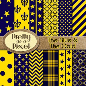 Le bleu et l'or - Digital Paper Pack - Scrapbooking Backgrounds - 12 x 12 - Ensemble de 12 - TÉLÉCHARGEMENT INSTANTANÉ