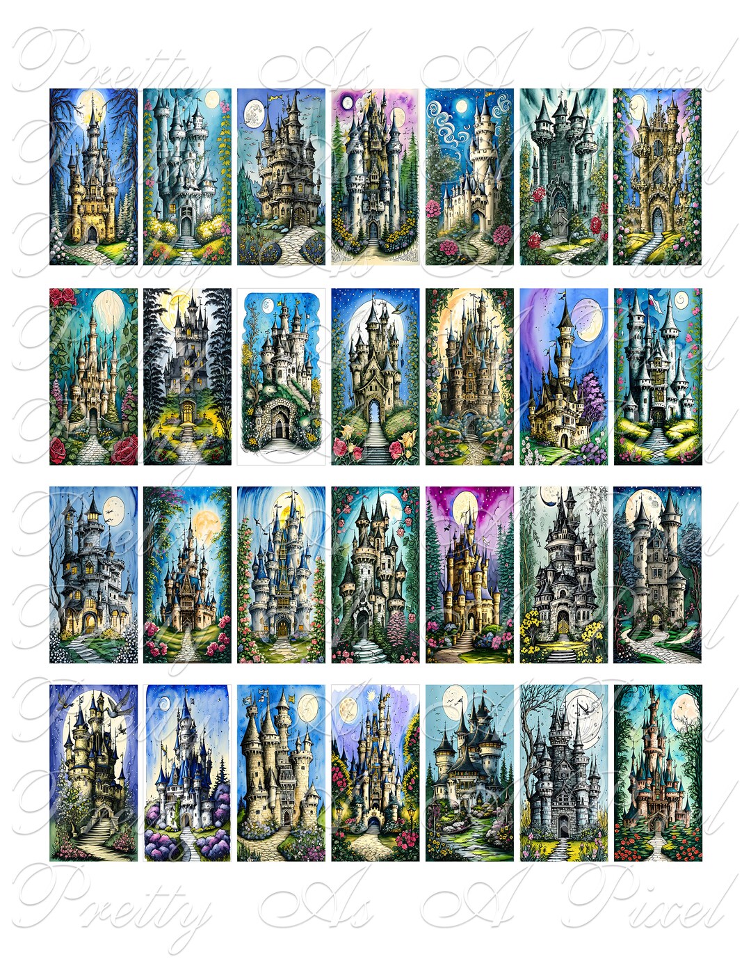 Castles 2 - Spring & Summer - Domino Size - 1 X 2 Inch - INSTANT ...