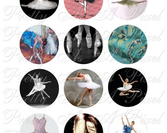 Ballet - Two Inch Circles - Digital Collage Sheet - 2 inch - INSTANT DOWNLOAD