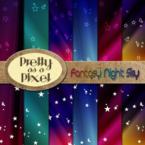 Digital Paper Pack - Fantasy Night Sky - Scrapbooking Achtergronden - Set van 12 - INSTANT DOWNLOA