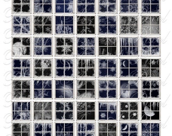 Frosty Windows - 3 tailles - Inchies, 7-8 pouces, ET taille de carreaux de scrabble .75 x .83 pouces - Feuille de Collage numérique - TÉLÉCHARGEMENT INSTANTANÉ