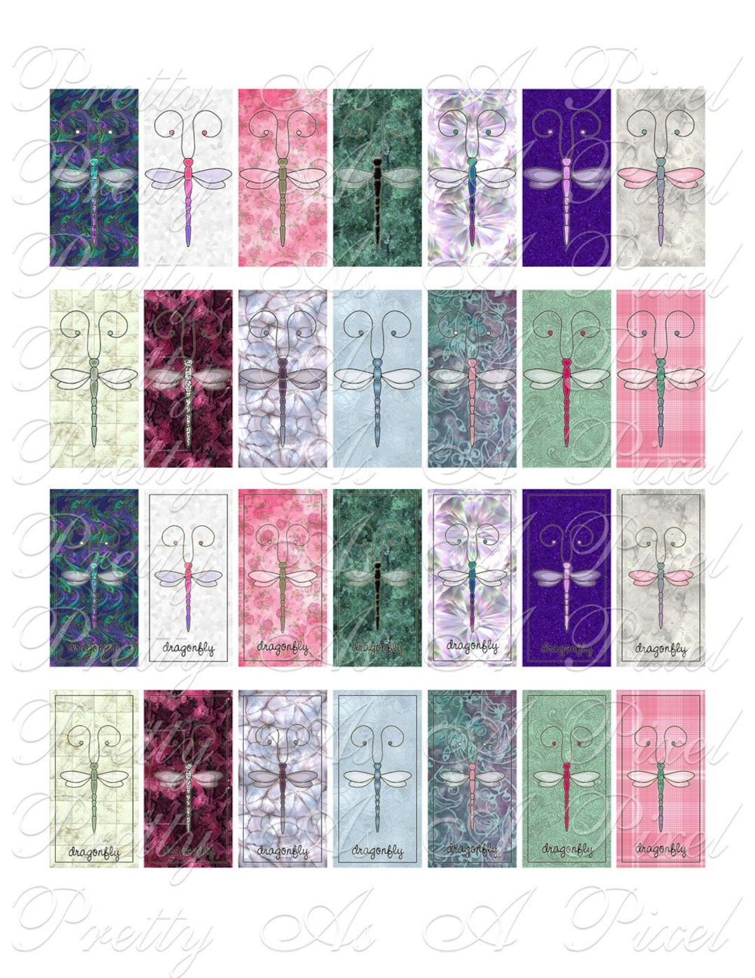 Dragonflies - Domino Size - 1 X 2 Inch - Digital Collage Sheet ...