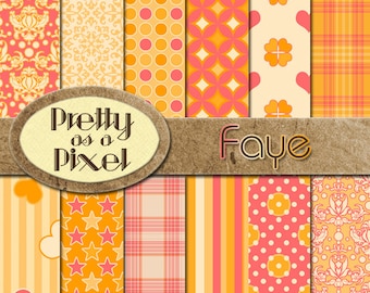 Digital Paper Pack - Faye - Scrapbooking Backgrounds - Set of 12 - INSTANT DOWNLOAD