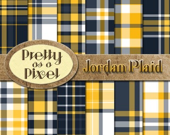 Digital Paper Pack - Jordan Plaid - Scrapbooking Backgrounds - Set of 12 - INSTANT DOWNLOAD