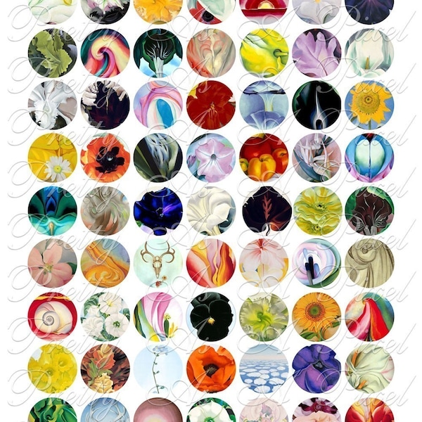 Auszüge aus O'Keeffe - One Inch Circles SOFORTIGER DOWNLOAD - Digital Collage Sheet