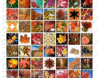 Autumn Foliage - 3 sizes - Inchies, 7-8 inch, AND scrabble tile size .75 x .83 inch - Digital Collage Sheet - INSTANT DOWNLOAD