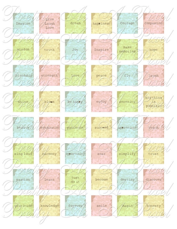 Inspirational Words 2 Simple Pastels 2 sizes Inchies AND Etsy
