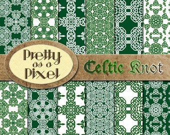 Digital Paper Pack - Celtic Knot - Scrapbooking Backgrounds - Set of 12 - INSTANT DOWNLOAD