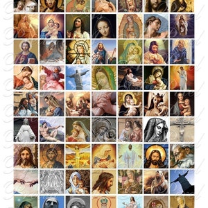 Religiöse Bilder - 3 Größen - Inchies, 7-8 Zoll, UND Scrabble Fliesengröße 0,75 x 0,83 Zoll - Digital Collage Sheet - INSTANT DOWNLOAD