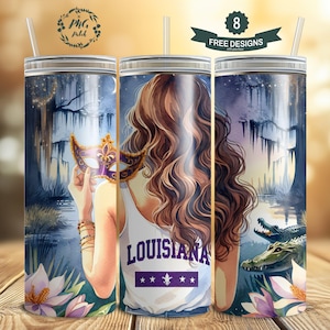 Louisiana Tumbler Wrap, Louisiana Girl 20oz Skinny Tumbler Design, Pelican State Sublimation Straight 20oz Tumbler Design File